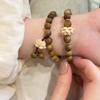 Elastic Lotus Sandalwood Bangle Handmade Woven Rosary Bracelets Wood Beaded Strand Bracelets  Gifts