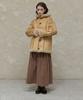 Itove Seoul Corduroy Shirred Long Skirt Brown