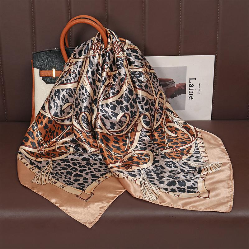 

Квадратный шелковый шарф женский люксовый бренд атласный принт хиджаб шарфы мусульманский парео бандана женская шаль повязка на голову фуляр 90*90 см 90x90cm