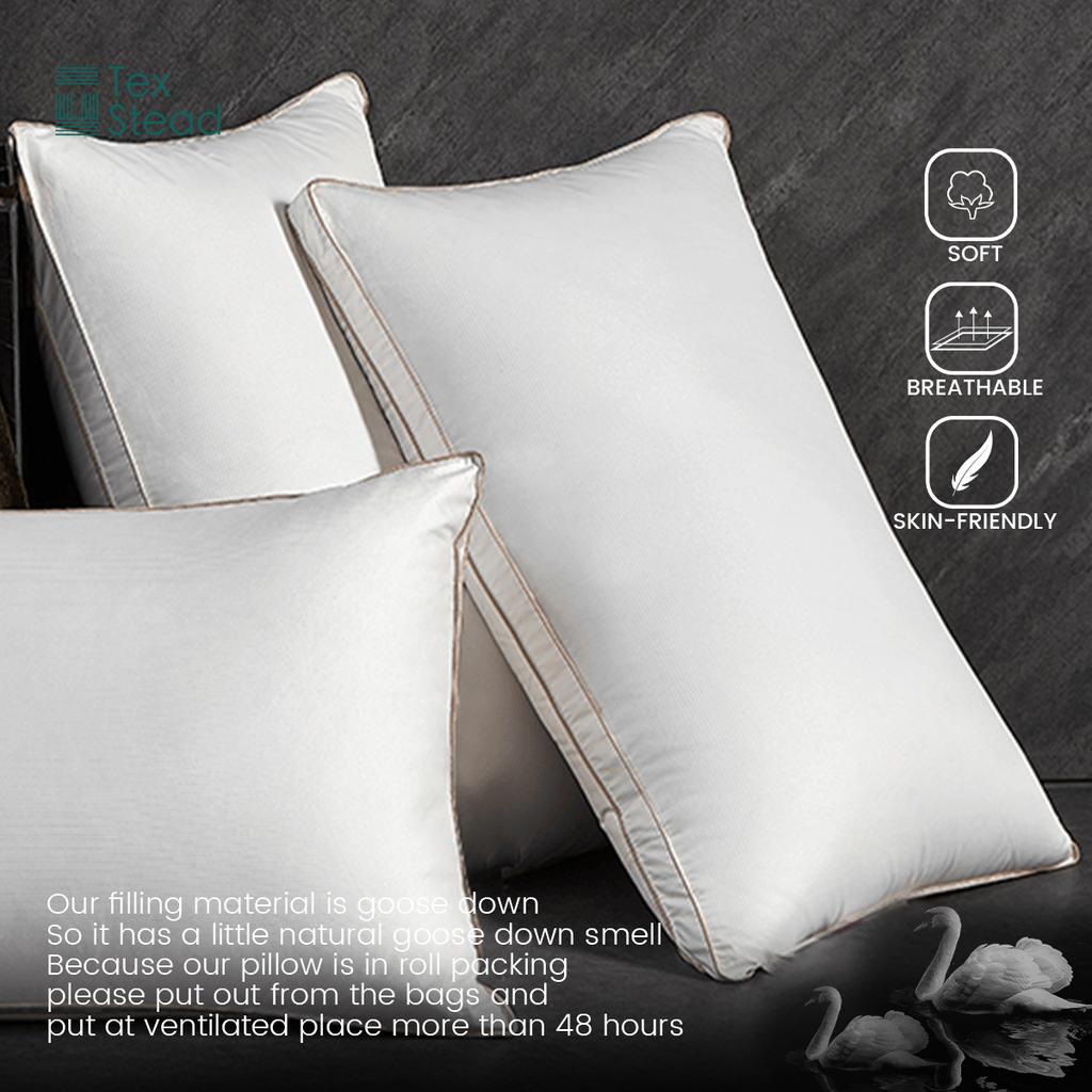 1pc Down & Feather Pillow For Bedroom Guest Room, Goose Down Pillows For Sleeping Neck Protection Slow Rebound Pillow
