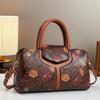 Boston Tote Bag With Splicing Prints And Pu Material For Daily Casual Use