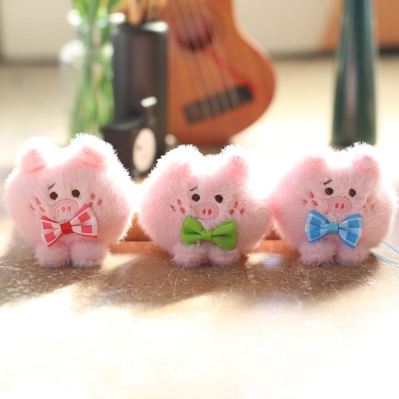 Bow Pig Cute Plush Stuffed Toy Keychain Bag Decor Pp Cotton Gift Girls For