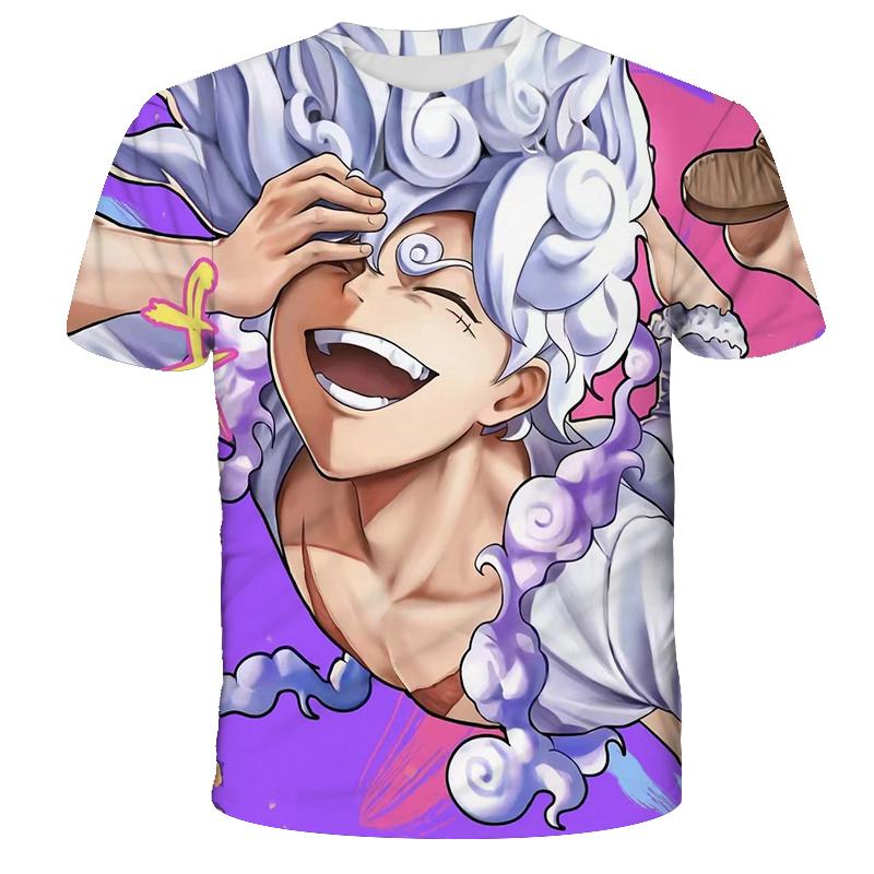 One Piece Luffy Girls T-shirt Kids Short Sleeve Children Print T-shirts Tees Boys' Casual Clothes Ghild O Neck Shirt Daily Tops