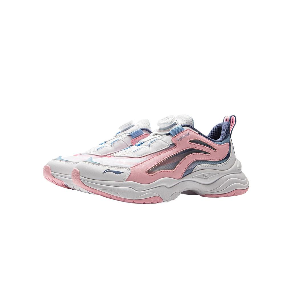 Li Ning Kids Sports Lifestyle Aurora Ground Grip Cushioning Non-Slip Wear-Resistant Low-Top Casual Shoes Kids casual shoes Pink White Blue YKCV202-2