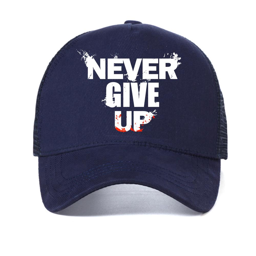 

NEVER GIVE UP letter printed baseball cap Unisex s summer fashionable casual sports hat outdoor Unisex mesh adjustable Trucker hats Adjustable