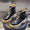 Winter 2025 New British Martin Boots Women's Thick Heel Platform Casual Short Boots Women's Medium Leather Boots Women's