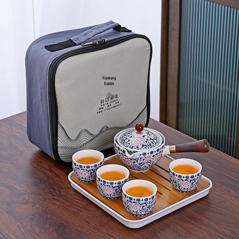 Portable Ceramic Travel Tea Set with Automatic Kung Fu Tea Maker - Business Gift