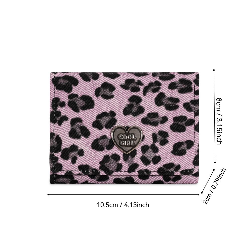 Portable Leopard Print Short Wallet Three-fold Large Capacity Coin Pouch Multiple Card Korean Style Card Bag Women
