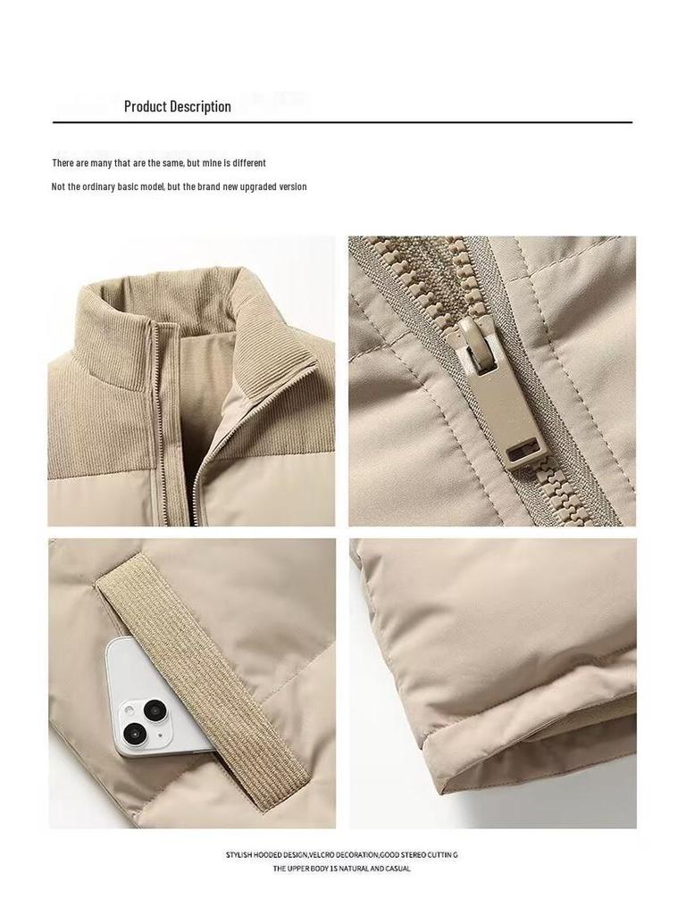 Winter Stand Collar Puffer Jacket: Double Color, Thick Cotton, Unisex