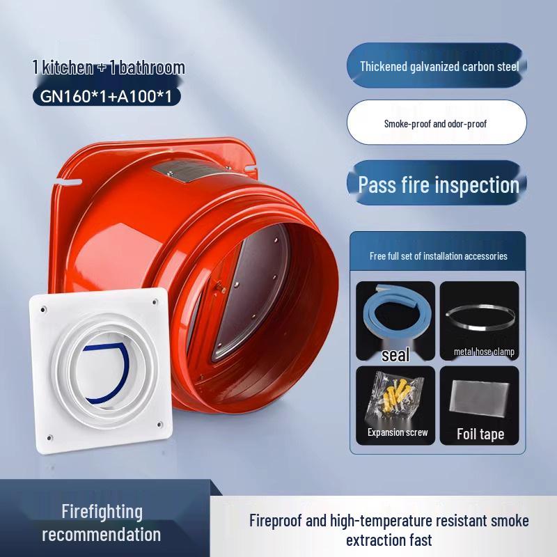 Universal Submersible Range Hood and Bathroom Flue Check Valve for Smoke Prevention