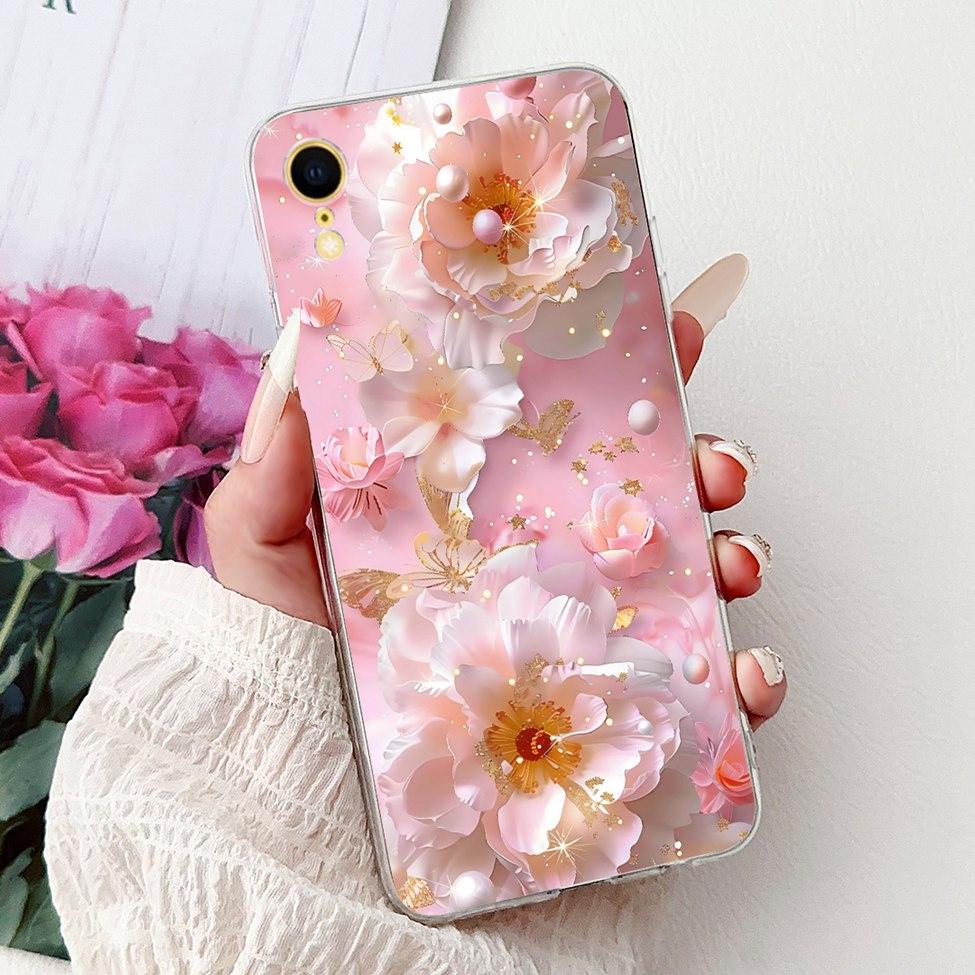 Klar Für iPhone XR Hülle Abdeckung Luxus Mode Blumen Süße Katze Lustig Cool Bemalt Weiche Handyhülle A2105 A1984 A2107 A2108 A2106