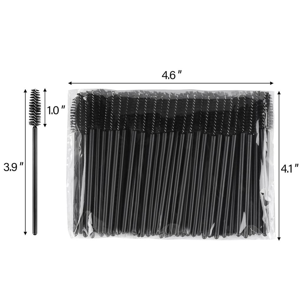 500 Pieces Disposable Mascara Wands Eyelash Brush Brow Brushes Applicators Lash Spoolies for Eye Lash Extension - Black