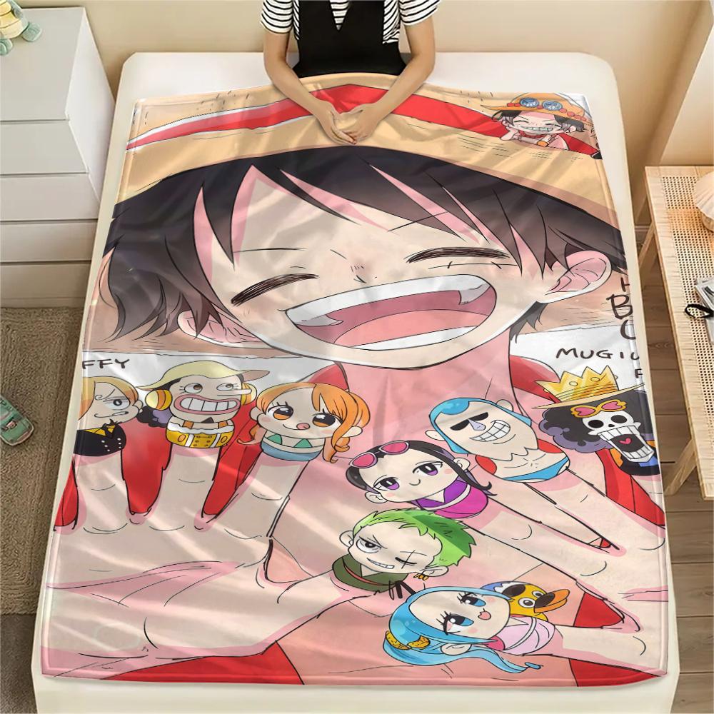 One Piece Monkey D. Luffy Flannel Blanket Lovely Print Fit For Bedroom Chair Sofa Bed Travel Picnic -HE35