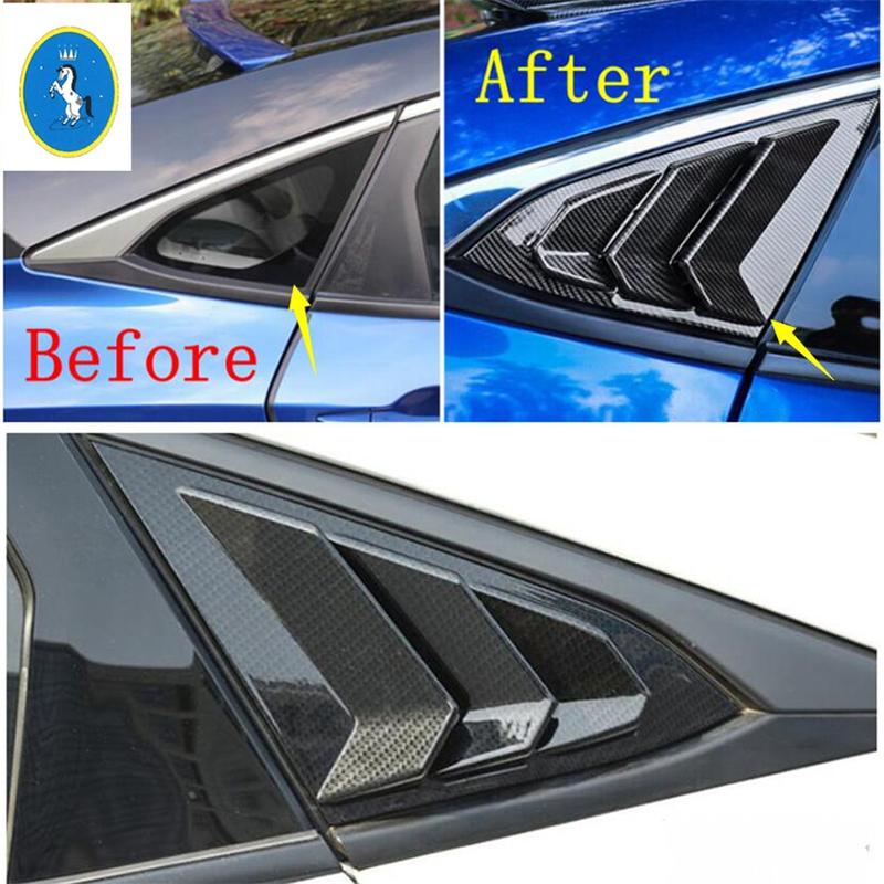 Auto Rear Window Pillar C Post Vent Louvers Scoop Decor Panel Cover Trim For Honda Civic Sedan 2016 -  Interior Accessories