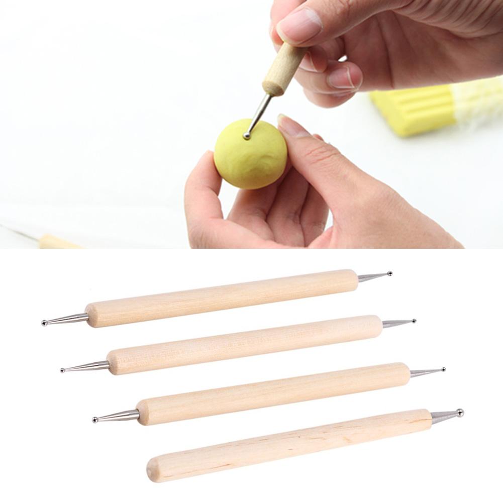 4pcs DIY Pottery Ball Stylus Polymer Clay Sculpting Embossing Modeling Craft Tools