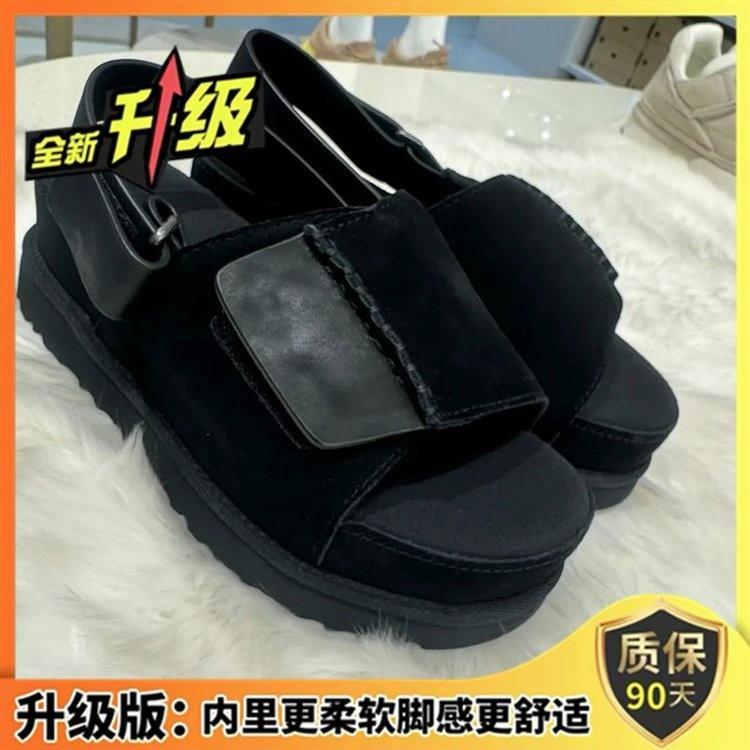 2025 summer new Velcro platform sandals buckle anti-leather outer wear heightening open-toed muffin leather slippers