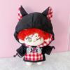 Gingham Check Cat Ear Hoodie for 10cm Plush Toys, Black [Used]