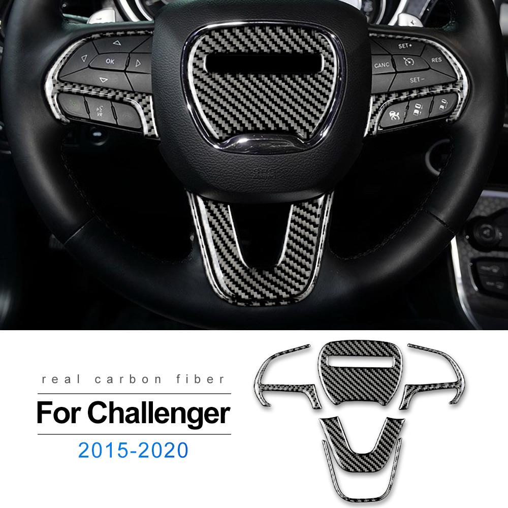 Real Soft Carbon Fiber for Dodge Challenger 2015 2016 2017 2018 2019 2020 2025 2025 2025 Car Steering Wheel Trim Sticker