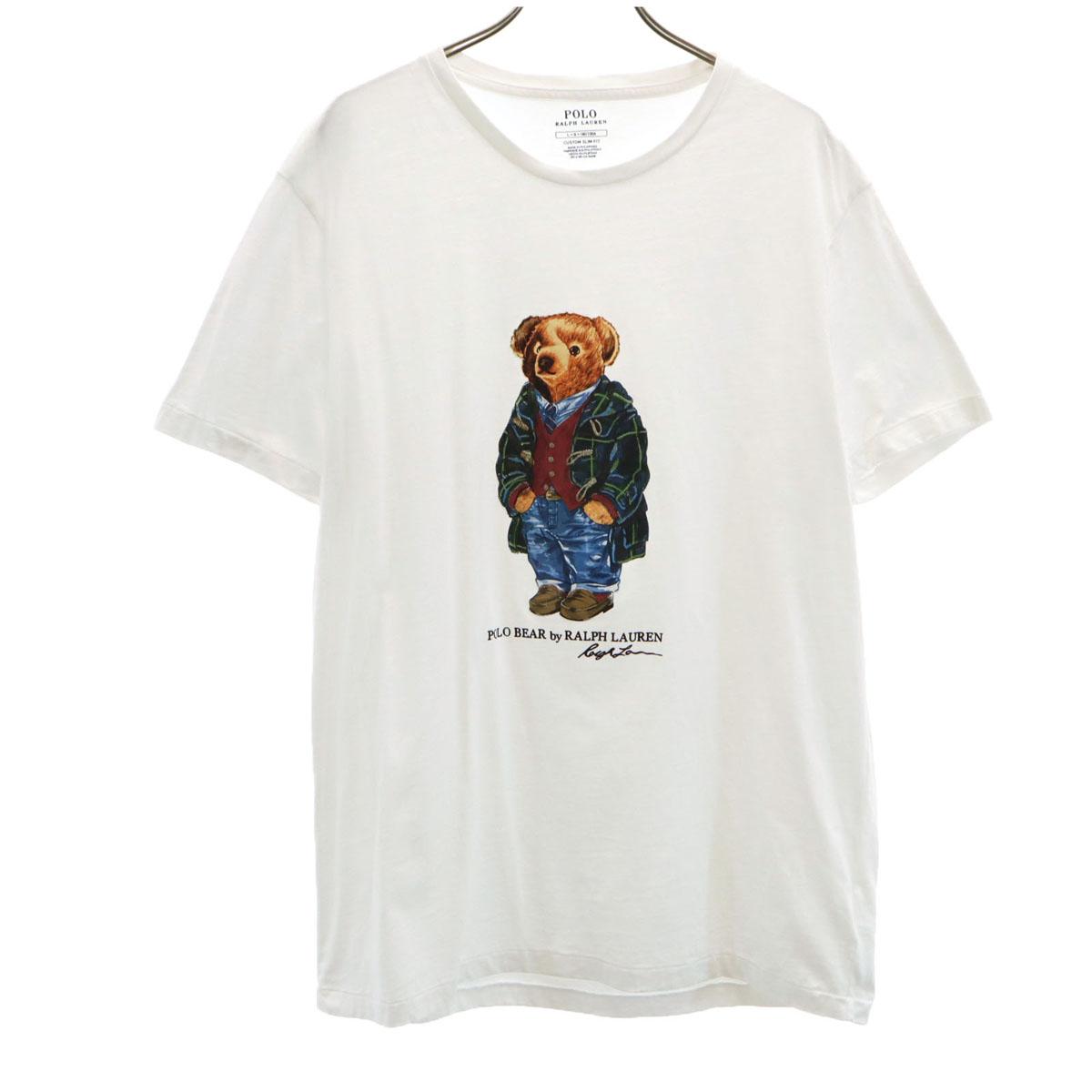 

POLO RALPH LAUREN Polo Bear Short sleeve T-shirt L white Custom slim fit Men s Used