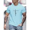 "Faith", Men's Casual Slightly Stretch Crew Neck Graphic Tee, Male Clothes for Summer