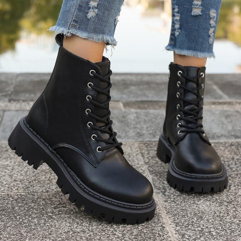 

Женская обувь Ботильоны Женские ботинки Мода Боковая молния Офис и карьера Новые Шнуровка Большой размер Круглый носок Обувь для женщин 42