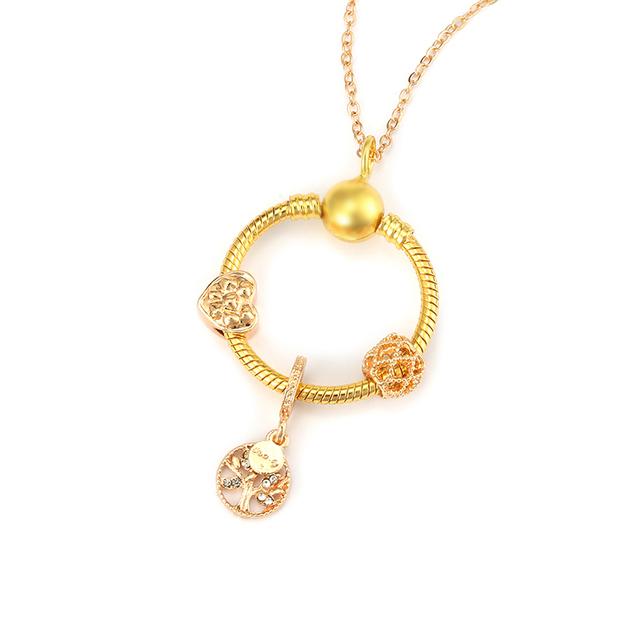 Simple Round Geometric Cubic Zircon Necklace Silver Color Clavicle Chain Union Rainbow Crown Charm Necklace For Women Jewelry