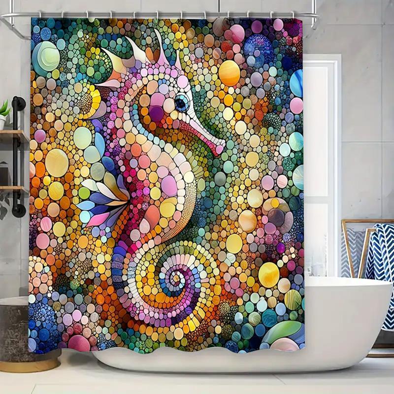 Colorful Fish Pattern Shower Curtain Perfect for Bathroom Decor