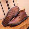 High Ankle Casual Walking Sneakers Top Layer Cowhide Soft Leather  Sole Men's  Spring Short Boots Outdoor Camp Shoes