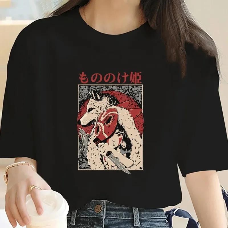 Cartoon PPrincess MGhost Tshirt Womens Short Sleeve Lapel Fashion Womens Clothing Fashion Harajuku Personality Y2K Top Cozy