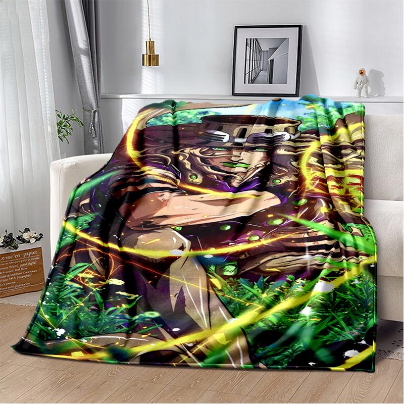 3D Jojo's Bizarre Adventure Cartoon Anime Blanket,Soft Throw Blanket for Home Bedroom Bed Sofa Travel Picnic Office Cover Kids