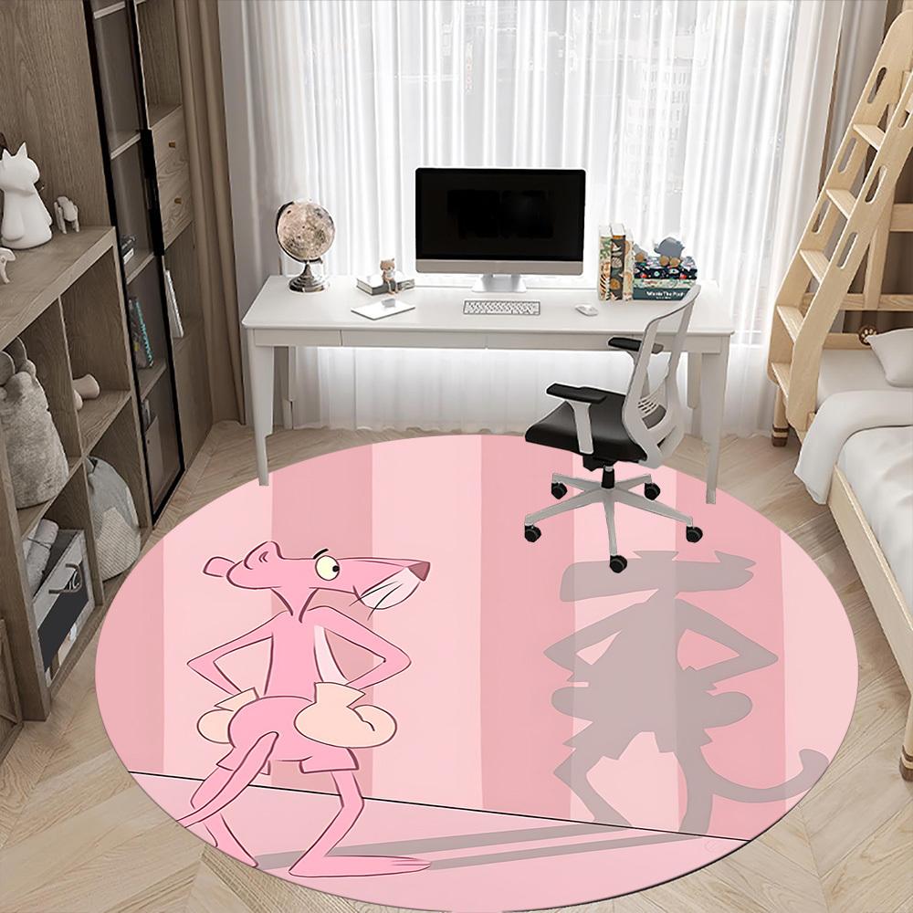 1pc Pink Panther Shadow Office Round Area Rug, Under Office Chairs Bedroom Living Room Home Decor, Available In Various Sizes1