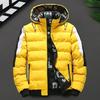 Winter Men Cotton Jacket with Detachable Hood Reversible Zipper Pocket Thickened Windproof Warm