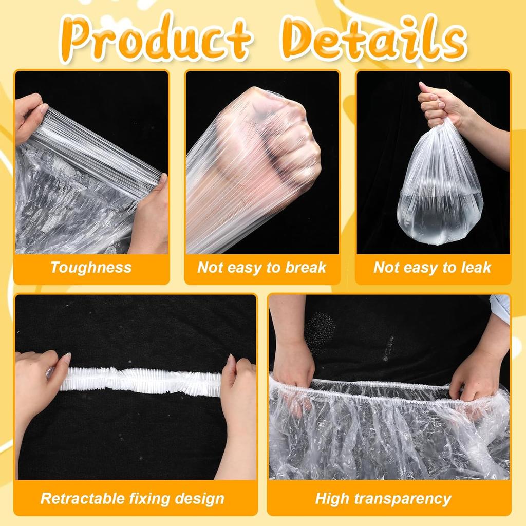 60 Pcs Disposable Plastic Cage Liners 27x19 inch Clear Bunny Litter Box Liners Elastic Small Animals Toilet Film Cover Bags for Hamster Ferret