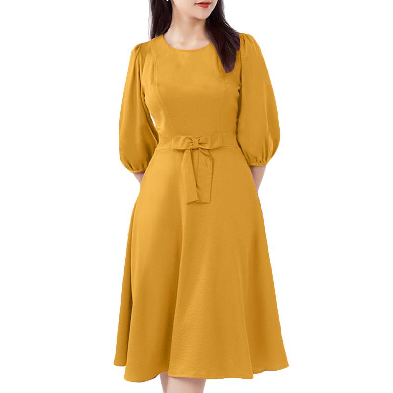 

ZANZEA Женское повседневное платье с круглым вырезом, свободное, с полурукавом 5XL жёлтый