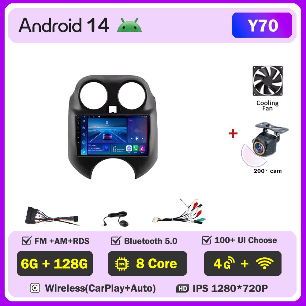 Car Multimedia Player For Nissan March MICRA 2010- 2013 Car Radio Player Touch Screen Wireless Android 14 Stereo Head Unit GPS
