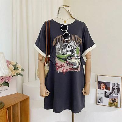 T-shirt for Women Large Size Cotton Summer T-shirt Soft Loose Printed Casual Comfortable Pullover T-shirt Top