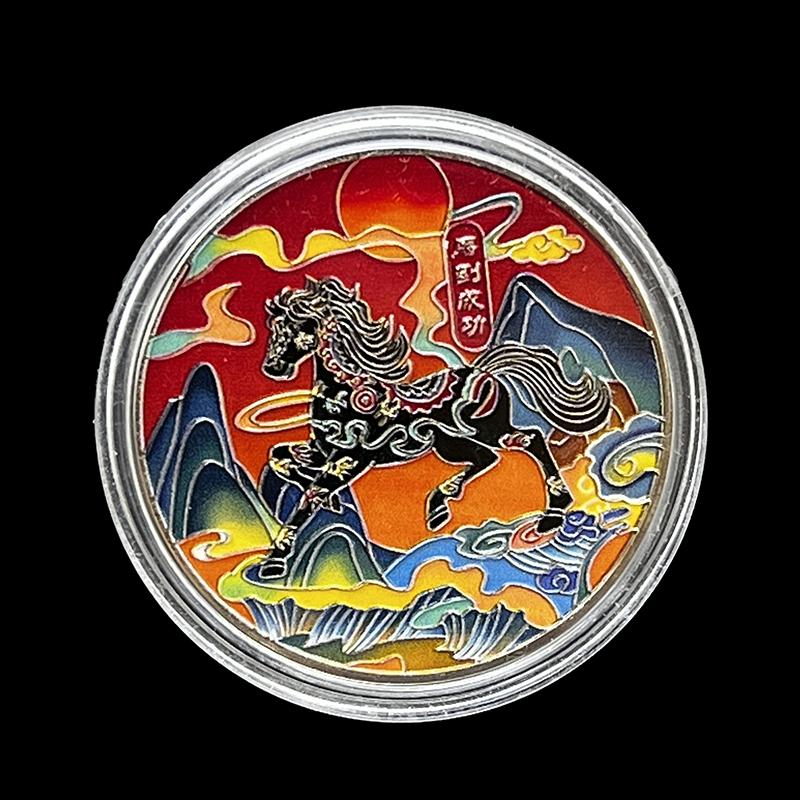 1ks 40mm Kovová kolekcia 2026 Čínsky nový rok Zlaté pamätné mince Šťastné zviera Kôň Strieborné zberateľské mince Výzvová minca 1