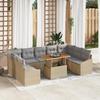 VidaXL 10-Piece Garden Dining Set with Cushions In Beige Poly Rattan 3349881