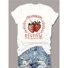 Chic Strawberry Letter Print T Shirt for Women Casual Crew Neck Short Sleeve Top