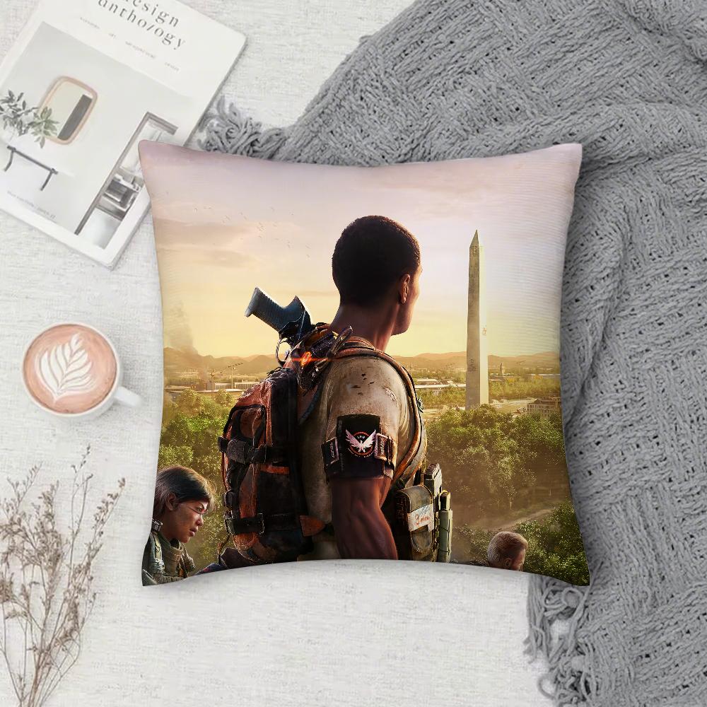 Game Tom Clancys The D-Division 2 Pillow Case Square Double-Sided Printing Short Plush Sofa Cushion Cover Bedroom Bedside Pillow