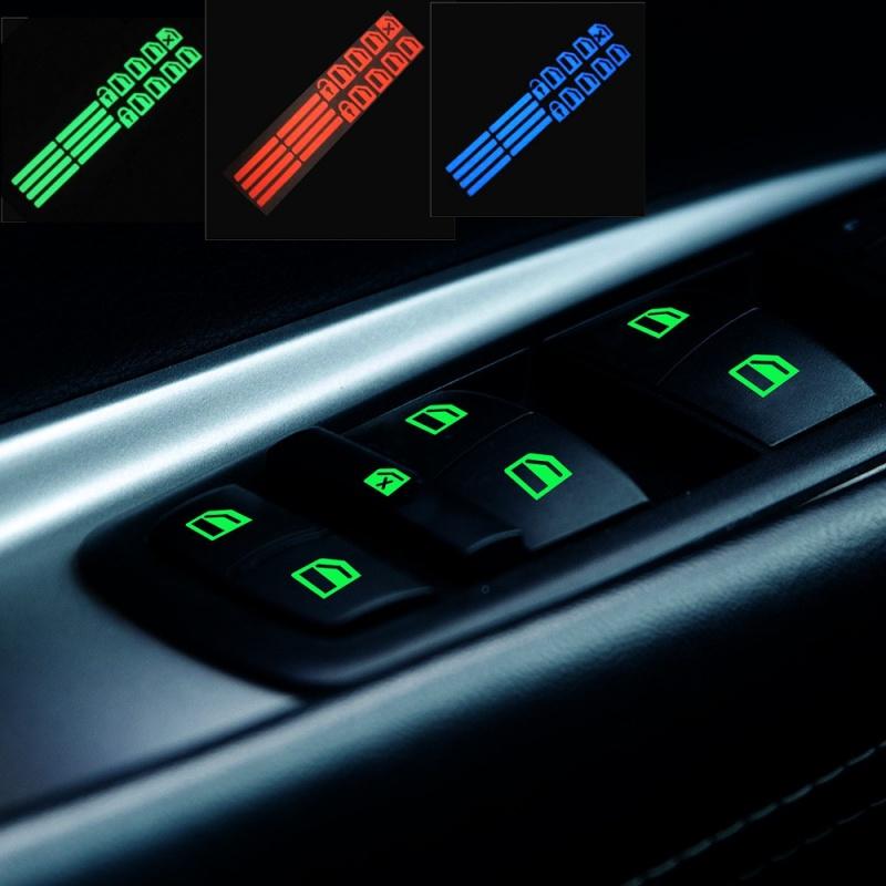 Car Luminous Car Window Button Sticker Night Glowing Lifting Switch Safety Decoration Stickers Door Window Lifter Switch Decals