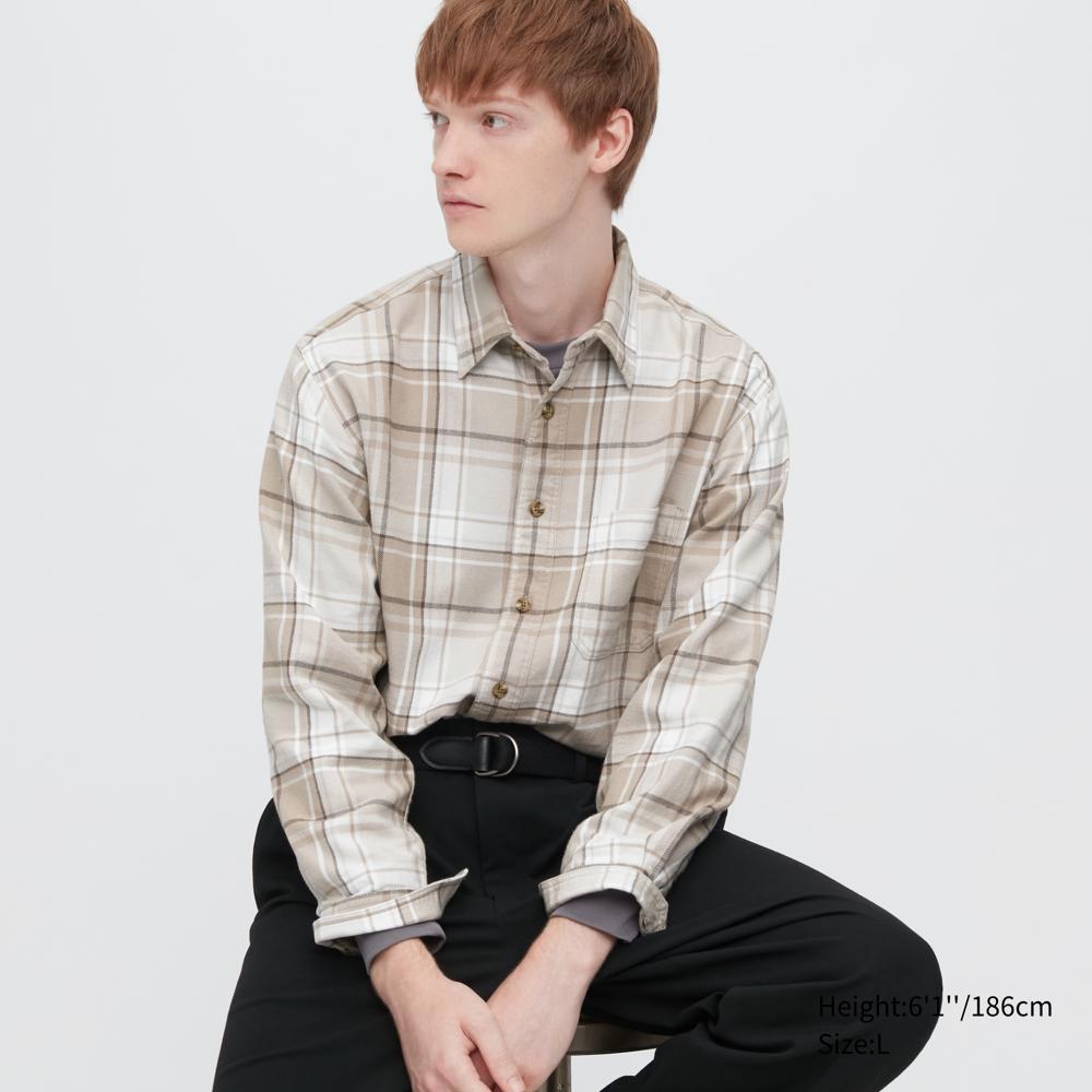 

UNIQLO Фланелевая рубашка в клетку с длинным рукавом, обычный цвет