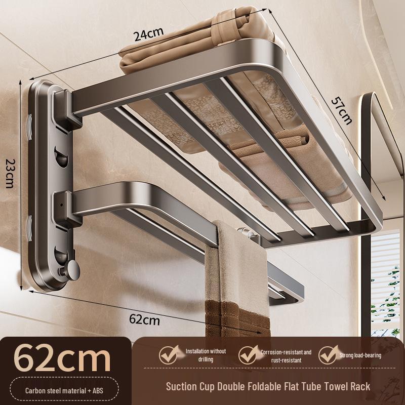 Vier-Saugnapf-Stanzfreier Wandmontage-Klappbarer Badezimmer-Handtuchhalter & Ablage