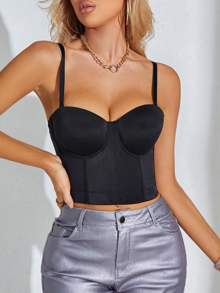 Rose Beauty A  Solid Crop Corset Cami Top
