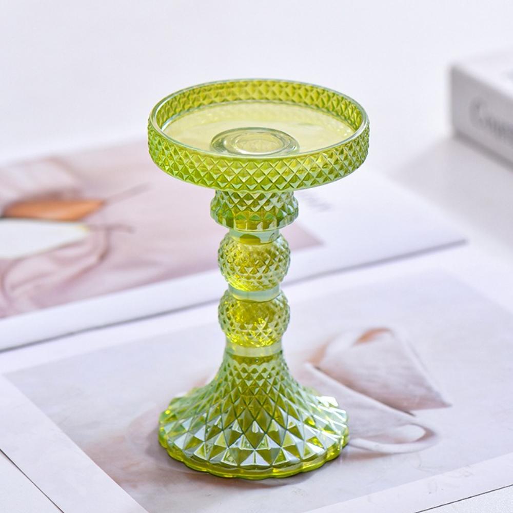 Creative Christmas Light Luxury High Footed Glass Candleholder Home Candleholder Base Romantic Wedding Table Creative Home Decor