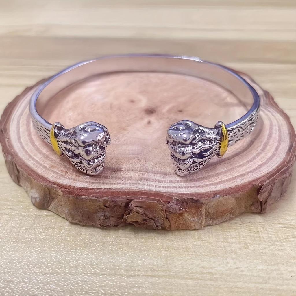 Men's Retro Power & Wealth Open Bangle Bracelet