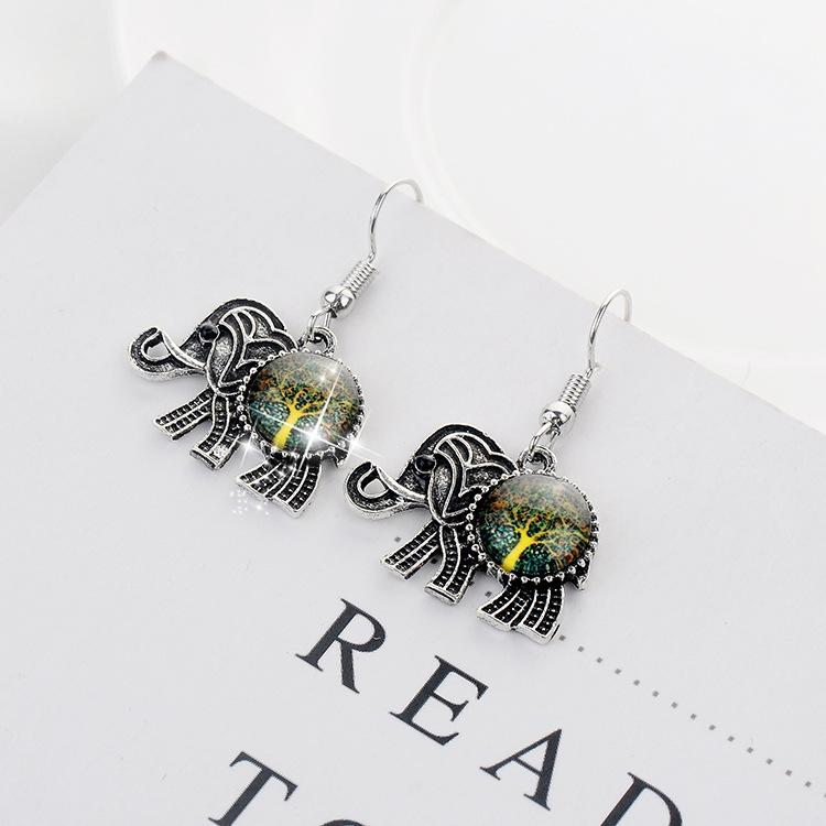 European & American Fashion Jewelry Tree Elephant Necklace Bracelet Earring Set