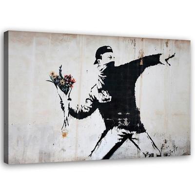 Canvas print Banksy Throwing Flowers straatkunst