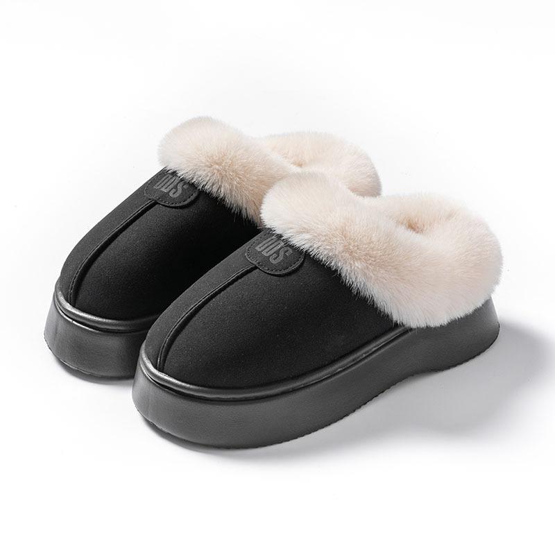 New Women's Thick-soled Cotton Slippers Home Indoor Couple Velvet Warm Feet Comfortable and Non-slip Winter Casual Cotton Mop