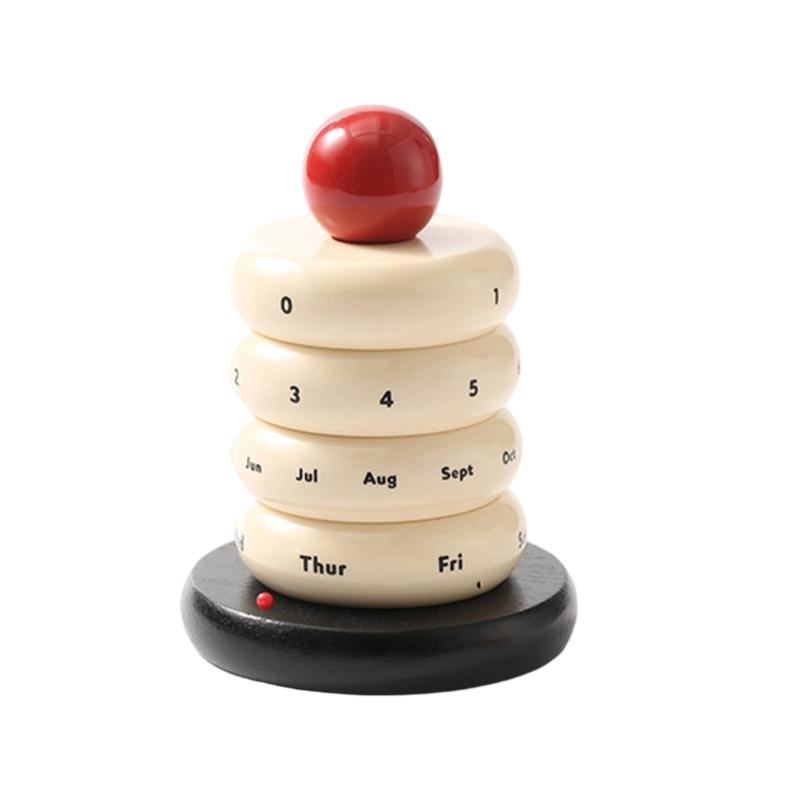 

Tabletop Calendar Rotating Desk Calendar Date Display Calendar Miniatures Figurines for Home Office Decoration